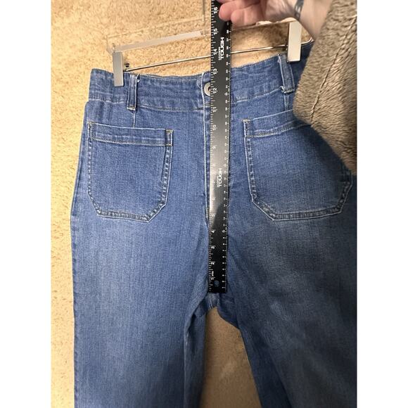 Habitat Clothes To Live In Jeans Wide Leg High Rise Cropped Blue Women Sz 10 EUC - Picture 10 of 15